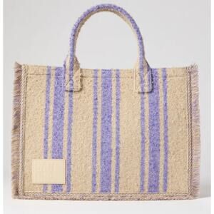 Sandro Kasbah Striped Tote Bag Beige Purple Large